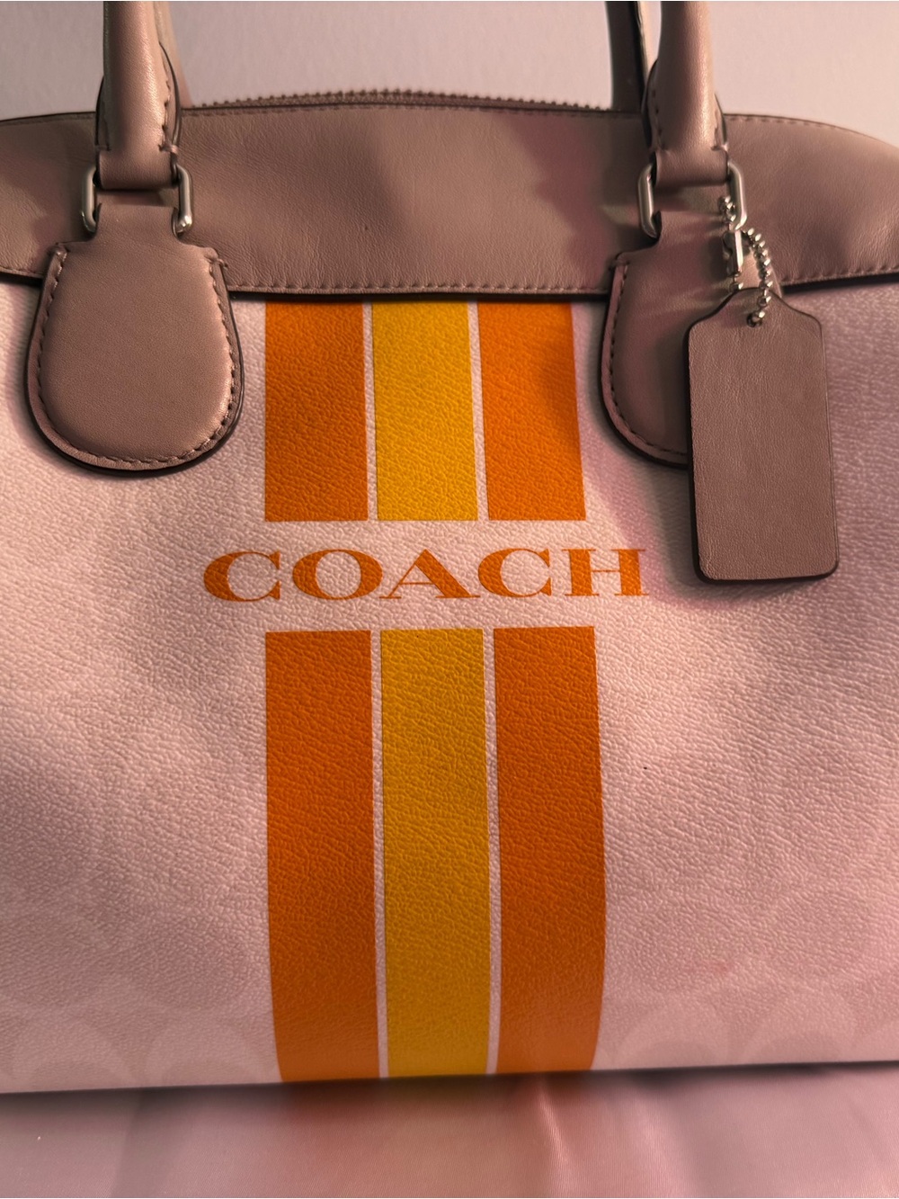 COACH Tote with Orange and Yellow Stripe Detail